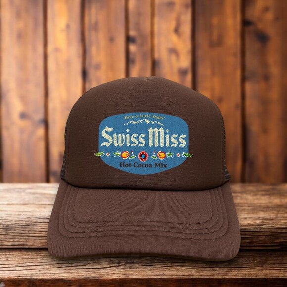 Swiss Miss Hot Chocolate Unisex Trucker Hat Brown Vintage Logo Ball Cap - Picture 1 of 4